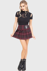 Bat Girl Skirt [BURGUNDY TARTAN]