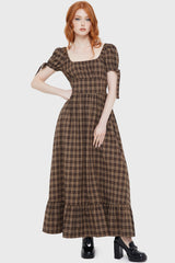 Grim Gretchen Dress [BROWN TARTAN]