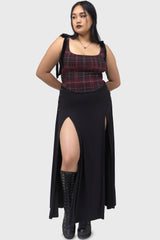 Tartan Flora Corset Top [BURGUNDY]