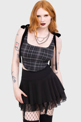 Tartan Flora Corset Top [GREY]