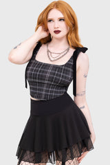 Tartan Flora Corset Top [GREY]