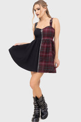 Tartan Marie Zip Dress [BURGUNDY]