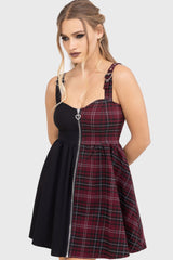 Tartan Marie Zip Dress [BURGUNDY]