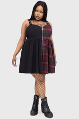 Tartan Marie Zip Dress [BURGUNDY]