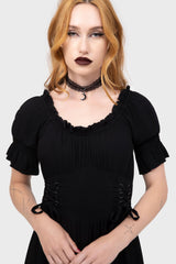 Jocasta Maxi Dress Short Sleeve [BLACK]